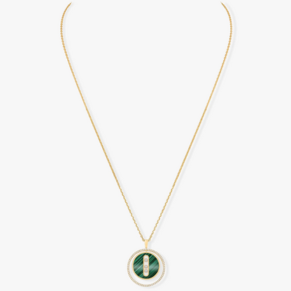 [moco jewelrys]LUCKY MOVE 3 DIAMOND MALACHITE GOLD DIAMOND NECKLACE
