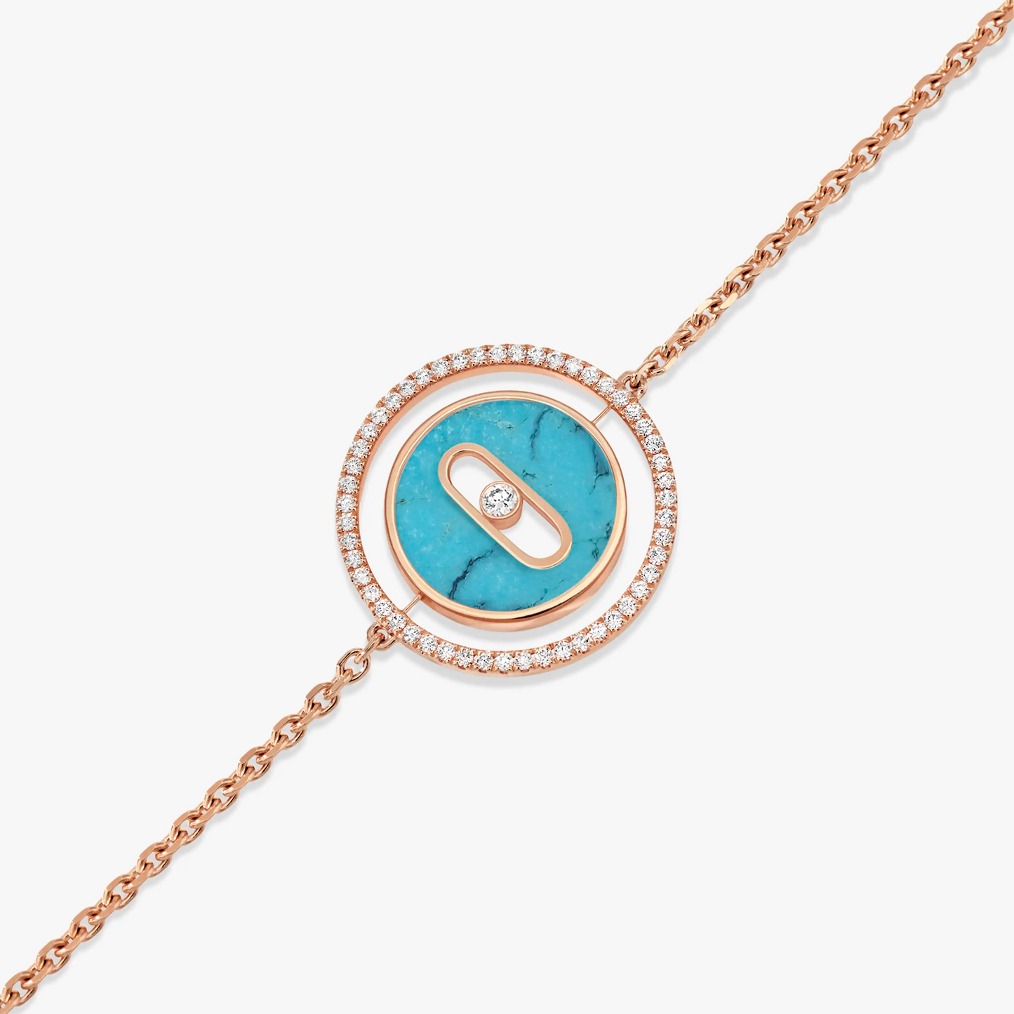 [moco jewelrys]LUCKY MOVE TURQUOISE PINK GOLD DIAMOND BRACELET