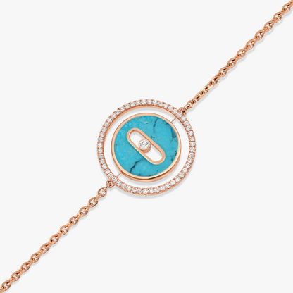 [moco jewelrys]LUCKY MOVE TURQUOISE PINK GOLD DIAMOND BRACELET