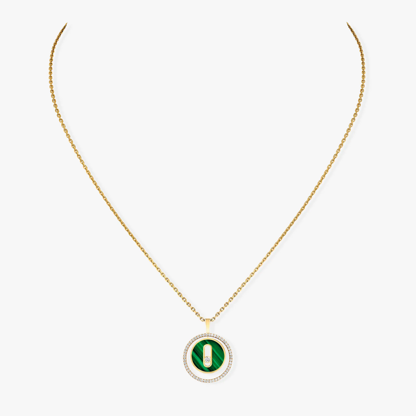 [moco jewelrys]LUCKY MOVE 1 DIAMOND MALACHITE GOLD DIAMOND NECKLACE