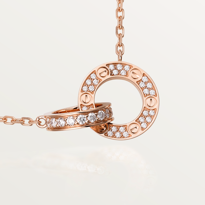 [moco jewelrys] LOVE 7,6 mm Halskette aus Roségold und Silber, komplett mit Diamanten besetzt