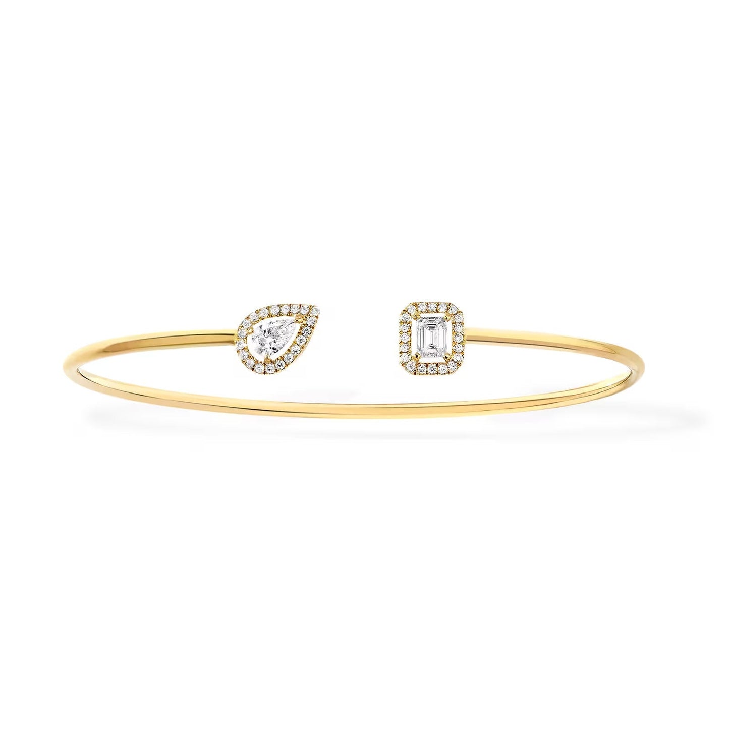 [moco jewelrys]JONC FLEX MY TWIN TOI & MOI SILVER DIAMOND BRACELET