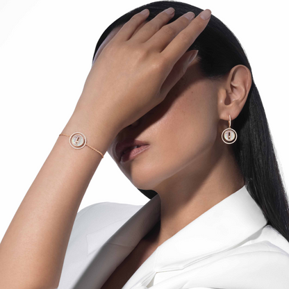 [moco jewelrys]LUCKY MOVE WHITE MOTHER OF PEARL PINK GOLD DIAMOND BRACELET