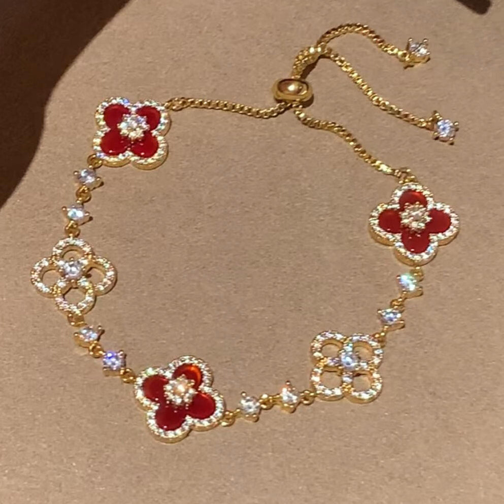 ??Loco?¡¥CLOVER 5 MOTIF PINK BLUE RED WHITE BRACELET