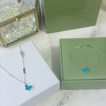 [moco jewelrys]Türkisfarbenes Schmetterlingsarmband aus Silber
