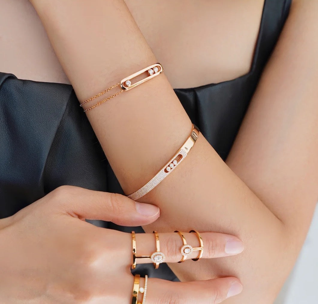 [moco jewelrys]Move Noa Rose Gold Pavé Diamond Bangle Bracelet