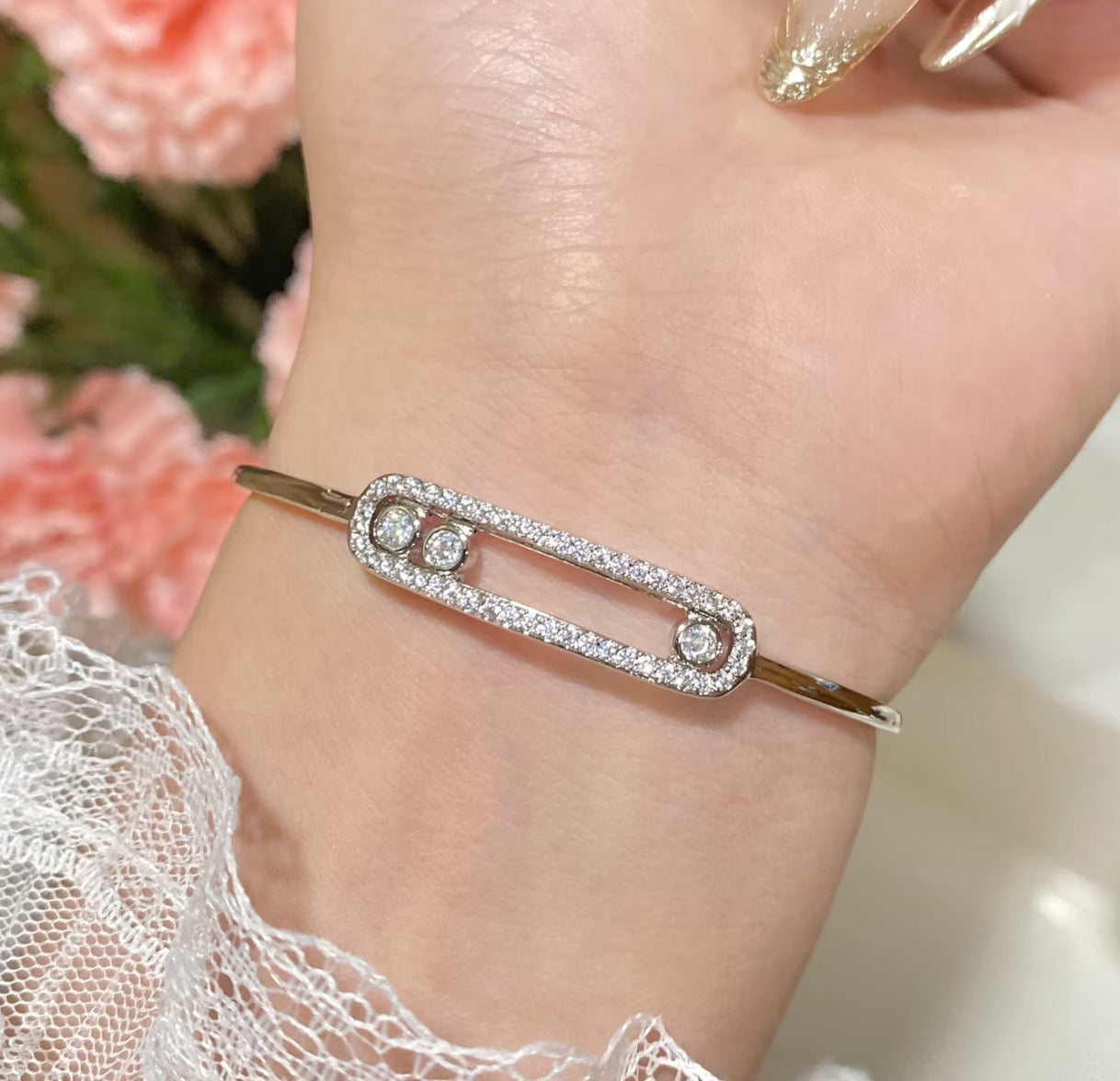 [moco jewelrys]Move Pavé Diamond Bangle Bracelet M