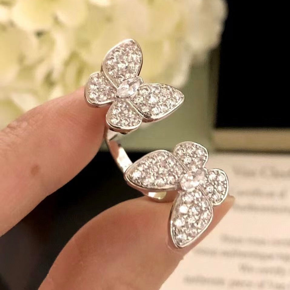 ??Loco?¡¥TWIN SILVER BUTTERFLY DIAMOND RING