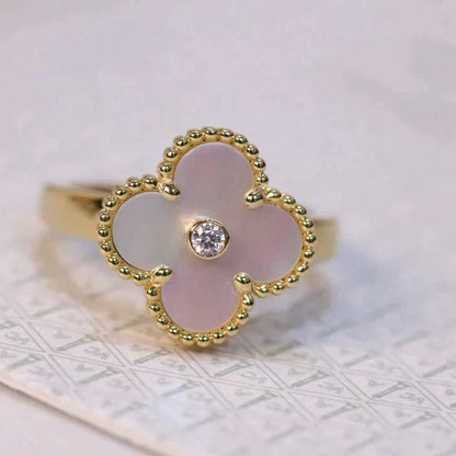 [moco jewelrys]CLOVER PINK MOP RING GOLD DIAMOND