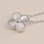 ??Loco?¡¥CLOVER  15MM DIAMOND LASER NECKLACE SILVER