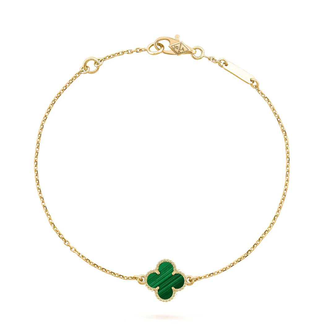[moco jewelrys] Kleeblatt-Armband mit Malachitmotiv