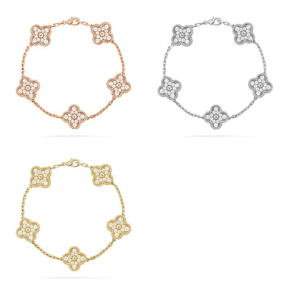 [Moco jewelrys] CLOVER 5 MOTIF FULL DIAMOND BRACELET COLLECTION