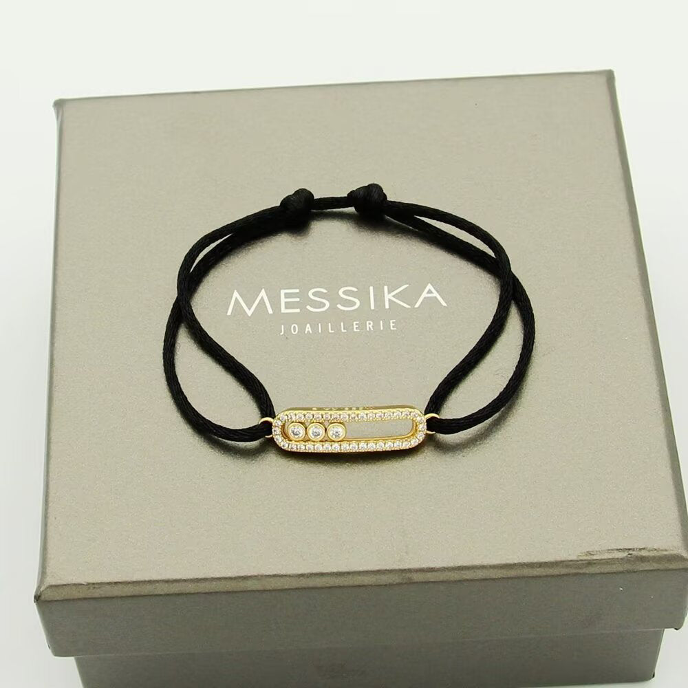 [moco jewelrys]Messika Care(s) pink cord pavé bracelet