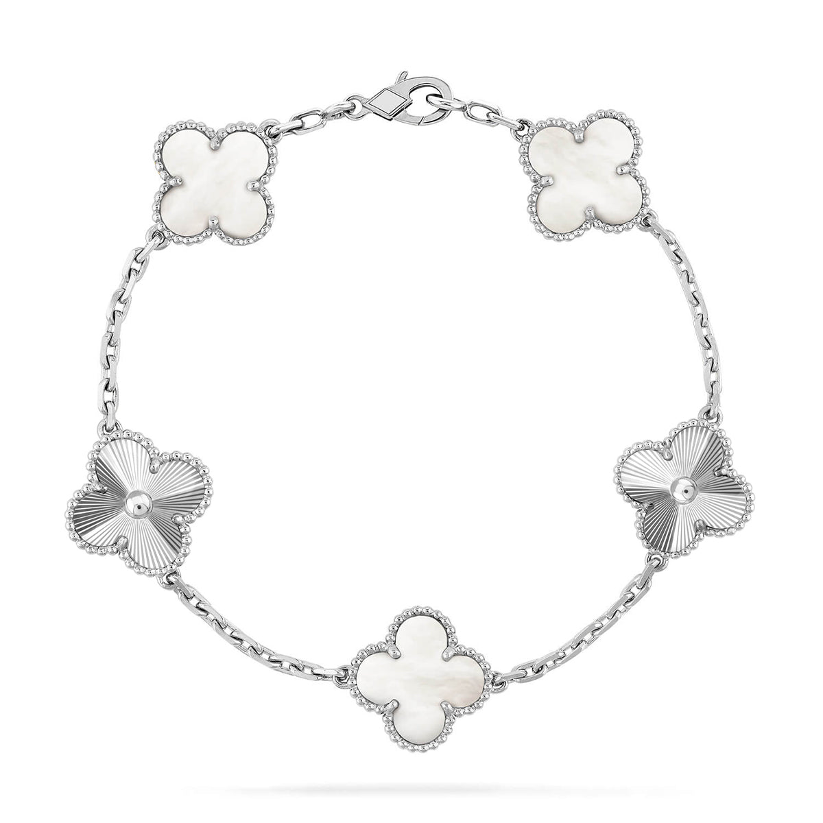 [Moco jewelrys]CLOVER WHITE PEARL MOP 5 MOTIF BRACELET COLLECTION