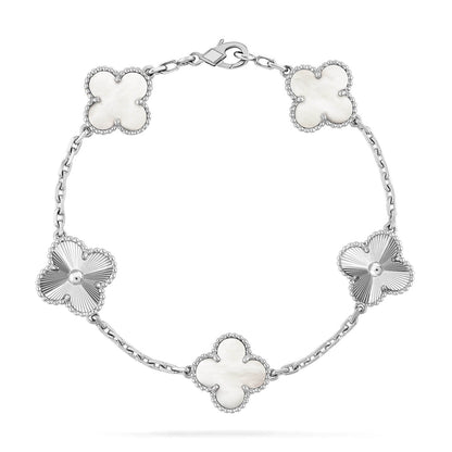 [Moco jewelrys]CLOVER WHITE PEARL MOP 5 MOTIF BRACELET COLLECTION