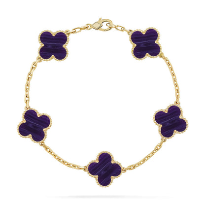 [Moco jewelrys]CLOVER 5 MOTIF PURPLE STRIPES BRACELET COLLECTION