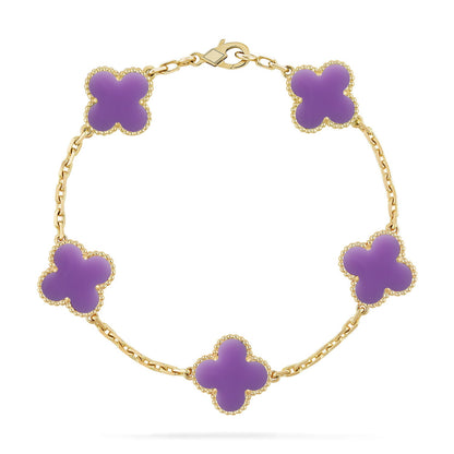 [Moco jewelrys]CLOVER 5 MOTIF LIGHT PURPLE BRACELET COLLECTION