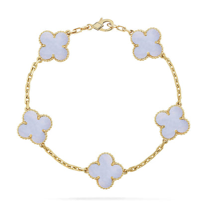 [Moco jewelrys] CLOVER 5 MOTIF PURPLE CHALCEDONY BRACELET COLLECTION