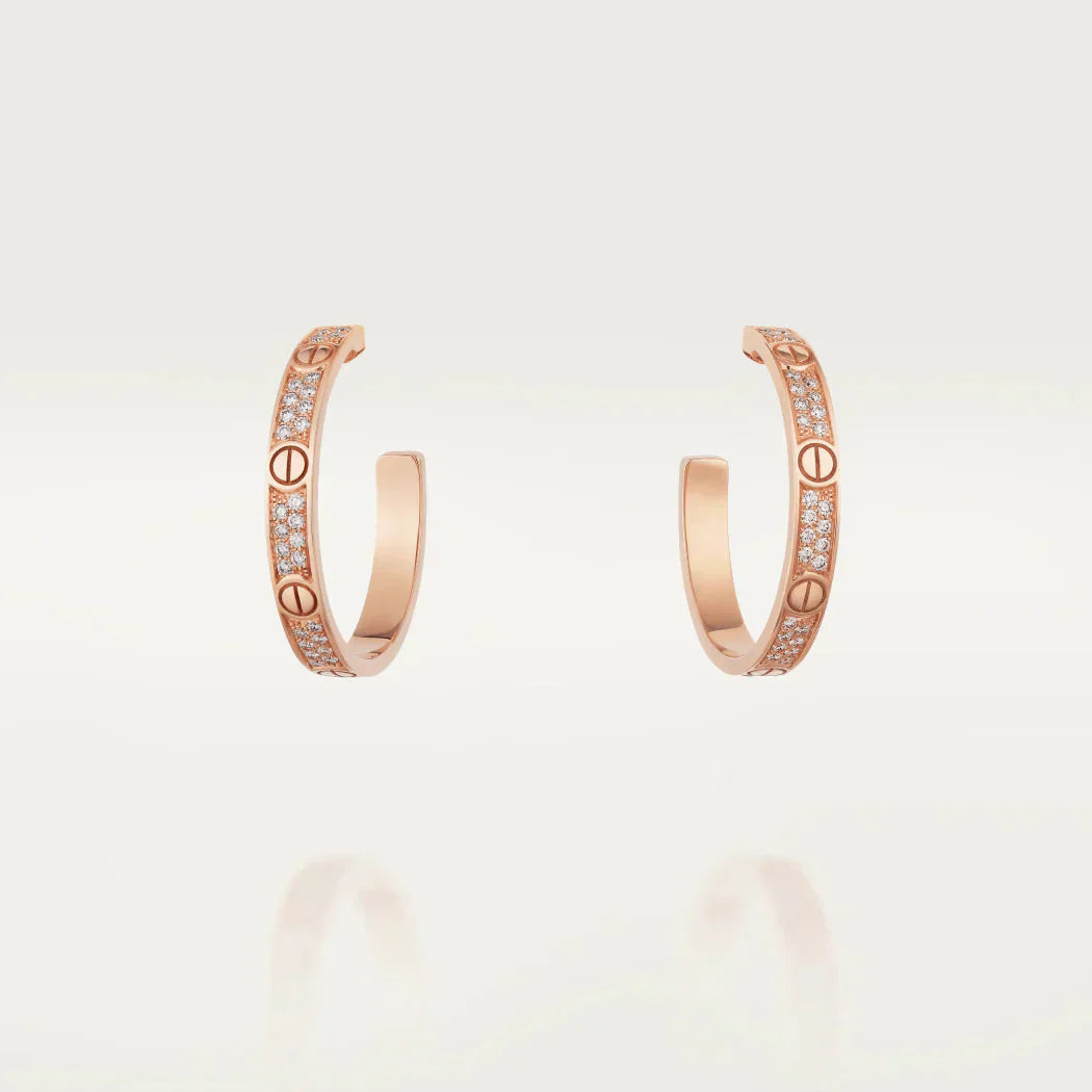 ??Loco?¡¥LOVE DIAMOND PINK GOLD HOOP EARRINGS