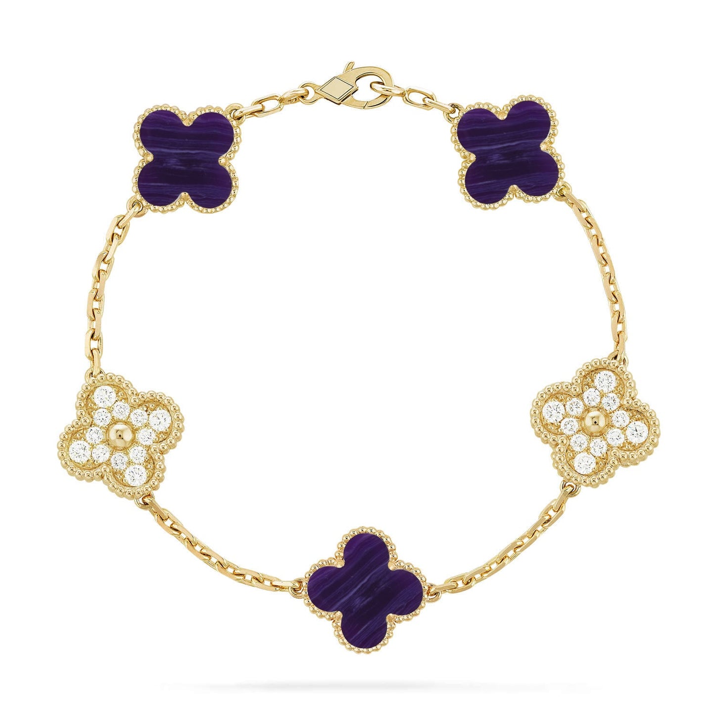 [Moco jewelrys]CLOVER 5 MOTIF PURPLE STRIPES BRACELET COLLECTION