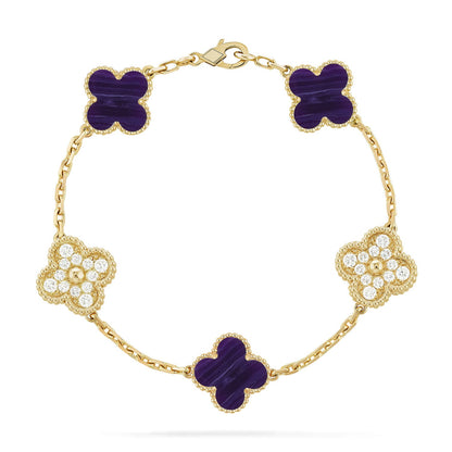 [Moco jewelrys]CLOVER 5 MOTIF PURPLE STRIPES BRACELET COLLECTION