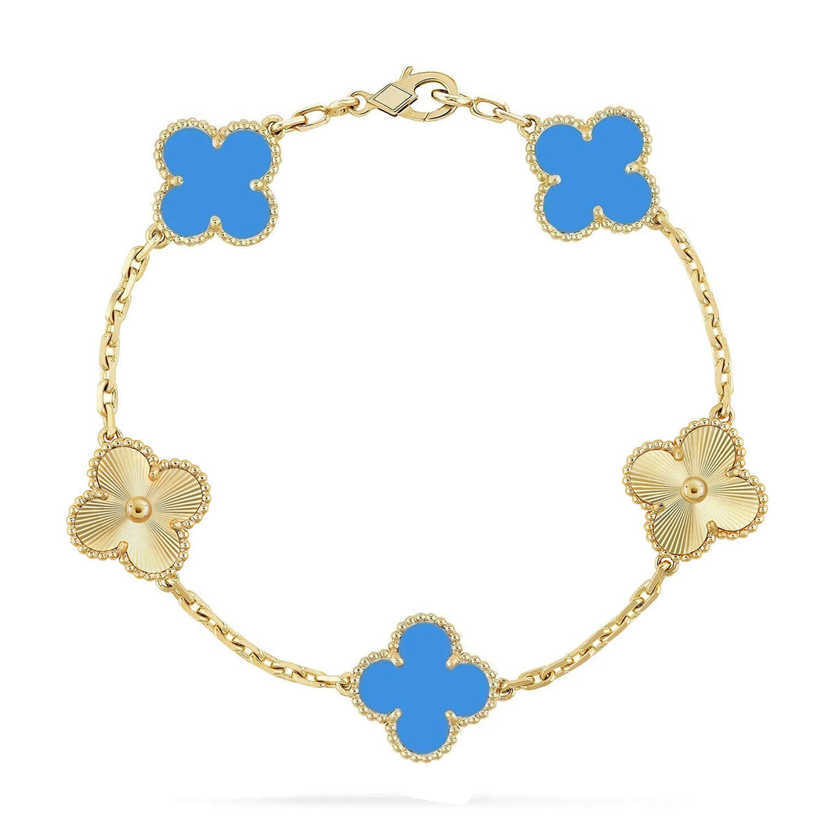 [Loco]New CLOVER 5 MOTIF BLUE AGATE BRACELET COLLECTION