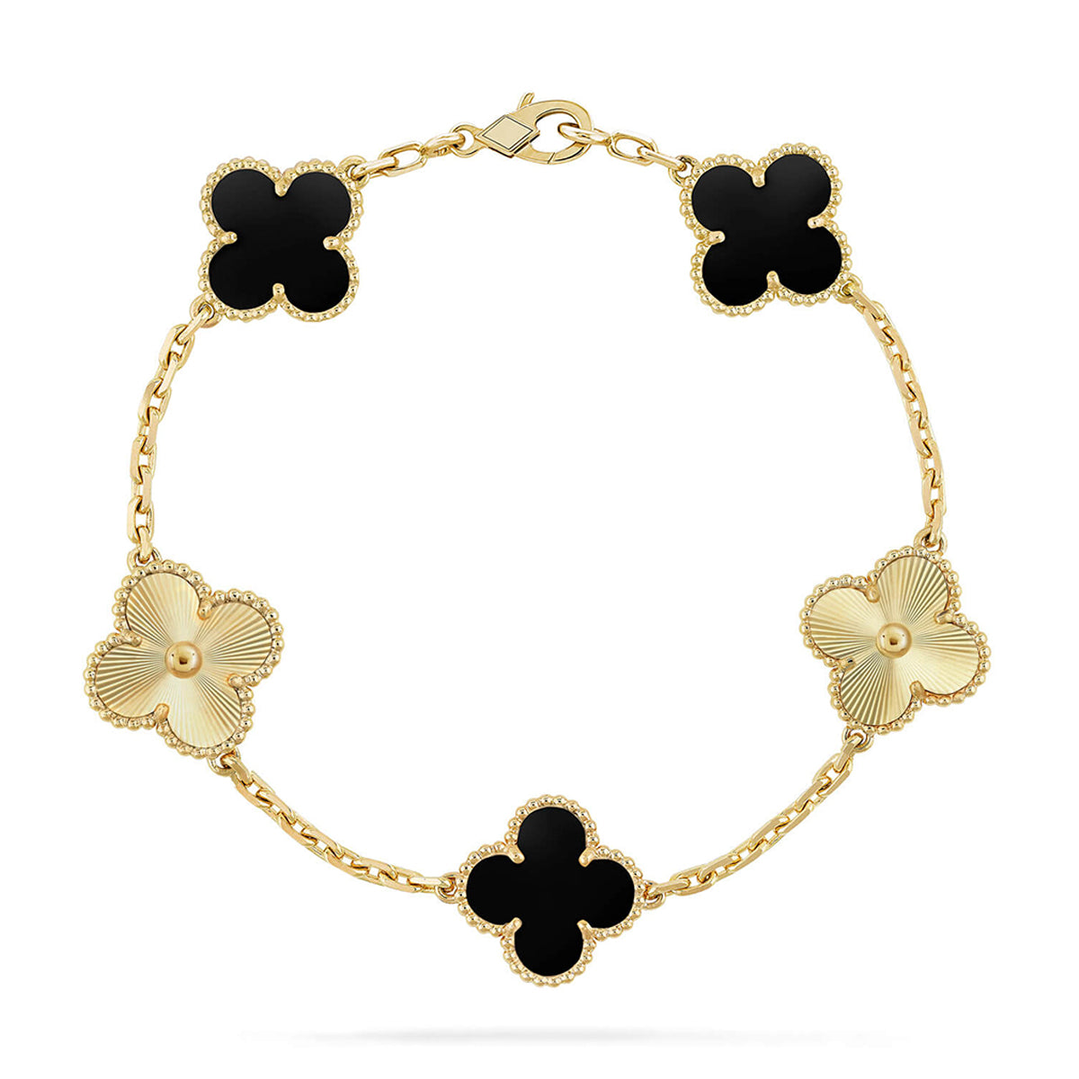 [Moco jewelrys] CLOVER 5 MOTIF ONYXS BRACELET COLLECTION