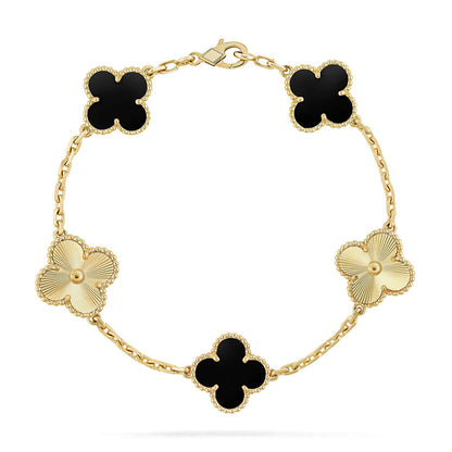 [Moco jewelrys] CLOVER 5 MOTIF ONYXS BRACELET COLLECTION