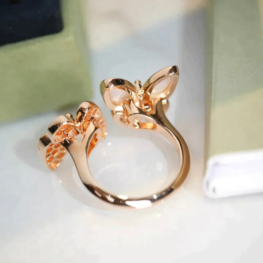 ??Loco?¡¥TWIN BUTTERFLY DIAMOND MOP RING