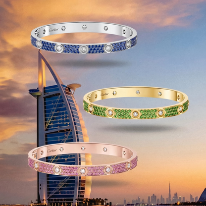 [moco jewelrys JURI]2026 PAVE GEMSTONE LOVE BRACELET 6.1MM 10 DIAMONDS