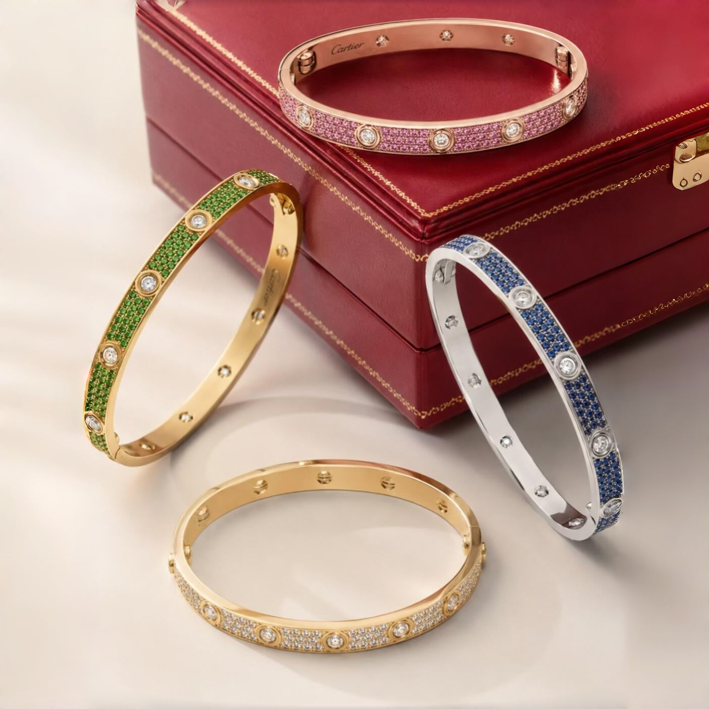 [moco jewelrys JURI]2026 PAVE GEMSTONE LOVE BRACELET 6.1MM 10 DIAMONDS