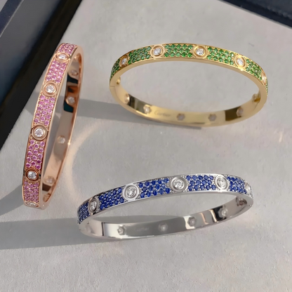 [moco jewelrys JURI]2026 PAVE GEMSTONE LOVE BRACELET 6.1MM 10 DIAMONDS