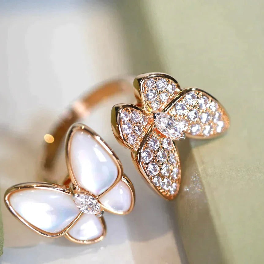 ??Loco?¡¥TWIN BUTTERFLY DIAMOND MOP RING