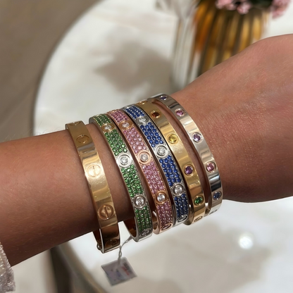 [moco jewelrys JURI]2026 PAVE GEMSTONE LOVE BRACELET 6.1MM 10 DIAMONDS