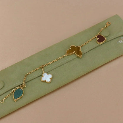 [moco jewelrys] GLÜCKSFRÜHLINGS-5-MOTIV-GOLDARMBAND 