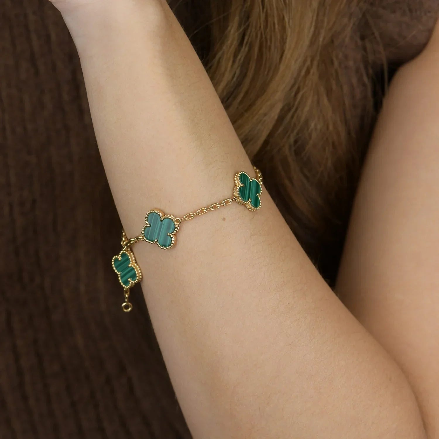 [Loco]New  CLOVER 5 MOTIF MALACHITE BRACELET COLLECTION