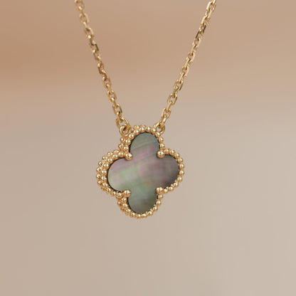 [moco jewelrys]CLOVER 15MM  GRAY MOTHER OF PEARL NECKLACE