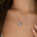 ??Loco?¡¥CLOVER  15MM DIAMOND LASER NECKLACE SILVER