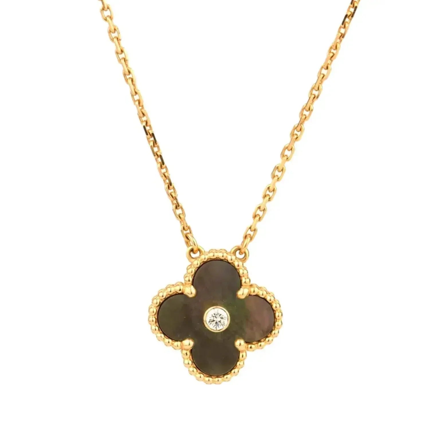 ??Loco?¡¥CLOVER 15MM DIAMOND AND MOTHER-OF-GREY NECKLACE
