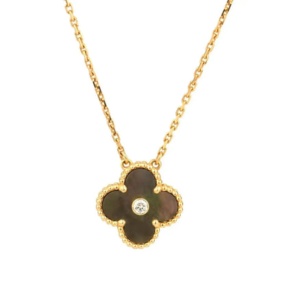 [moco jewelrys]CLOVER 15MM DIAMANT- UND PERLMUTT-HALSKETTE