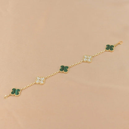 [Moco jewelrys] CLOVER 5 MOTIF MALACHITE BRACELET COLLECTION