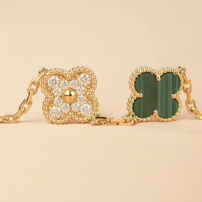 [Moco jewelrys] CLOVER 5 MOTIF MALACHITE BRACELET COLLECTION