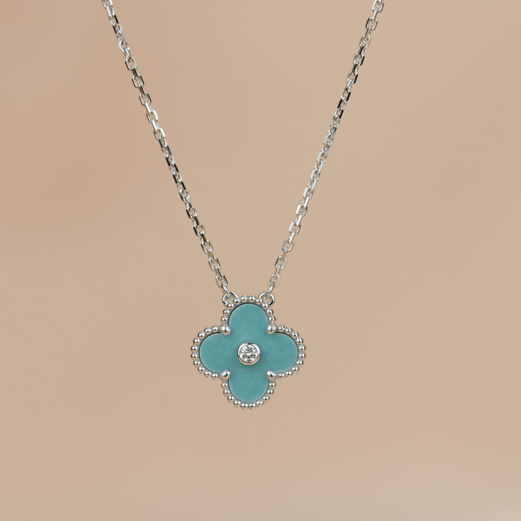 ??Loco?¡¥CLOVER 15MM DIAMOND SVRES PORCELAIN  NECKLACE SILVER
