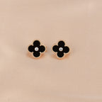 ??Loco?¡¥CLOVER MEDIUM 1 MOTIFS ONYX DIAMOND EARRINGS