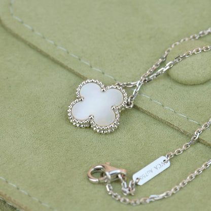 [moco jewelrys]CLOVER  15MM WHITE MOTHER-OF-PEARL SILVER