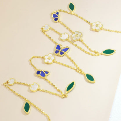 [moco jewelrys JURI]LUCKY SPRING BUTTERFLY 15 FLOWER NECKLACE
