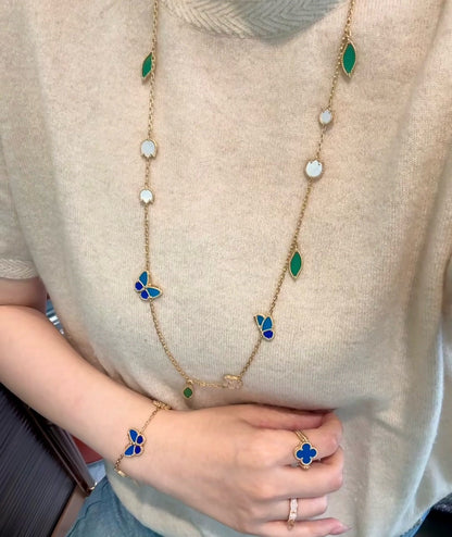 [moco jewelrys JURI]LUCKY SPRING BUTTERFLY 15 FLOWER NECKLACE