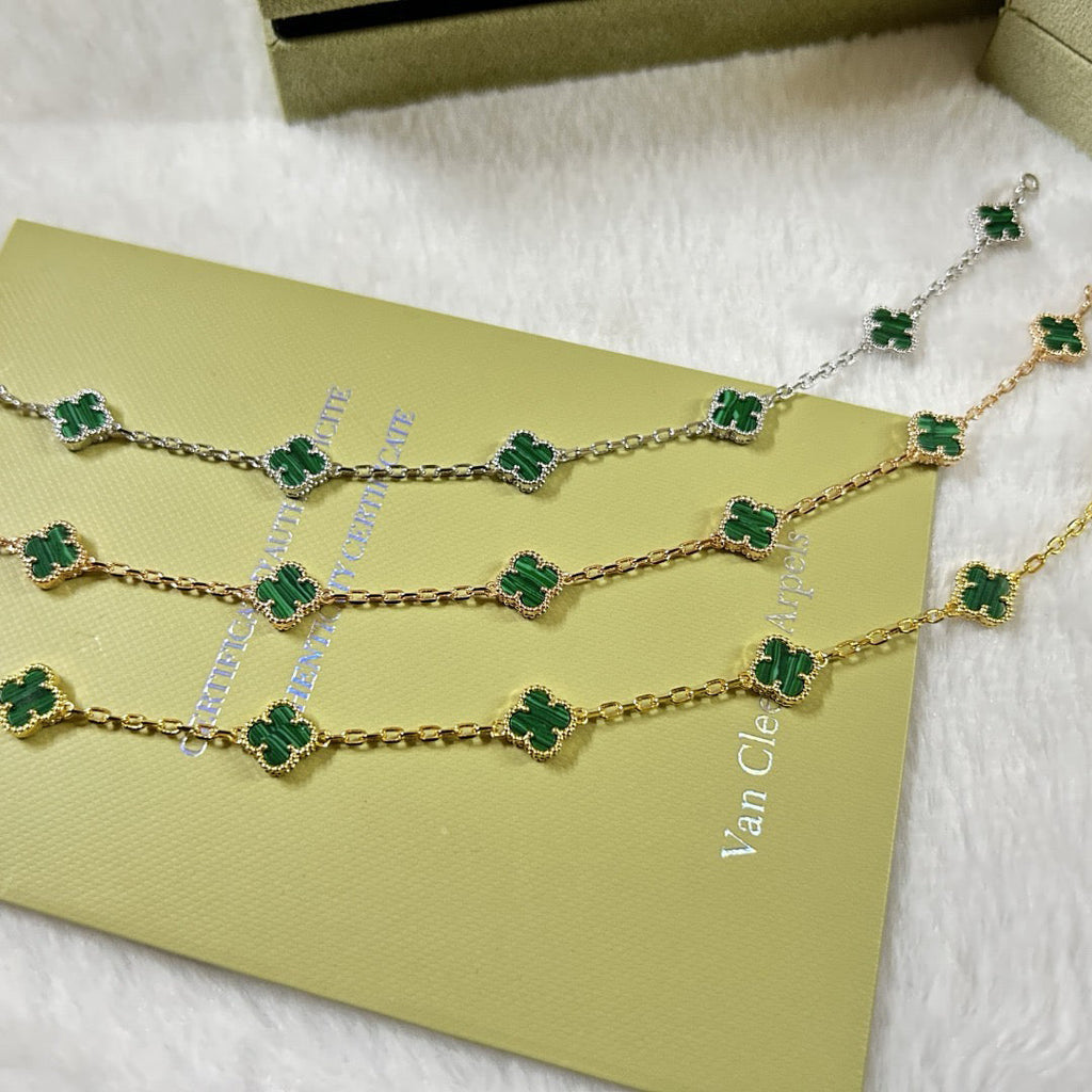 [??Loco?¡¥]CLOVER 6 MOTIF MALACHITE BRACELET