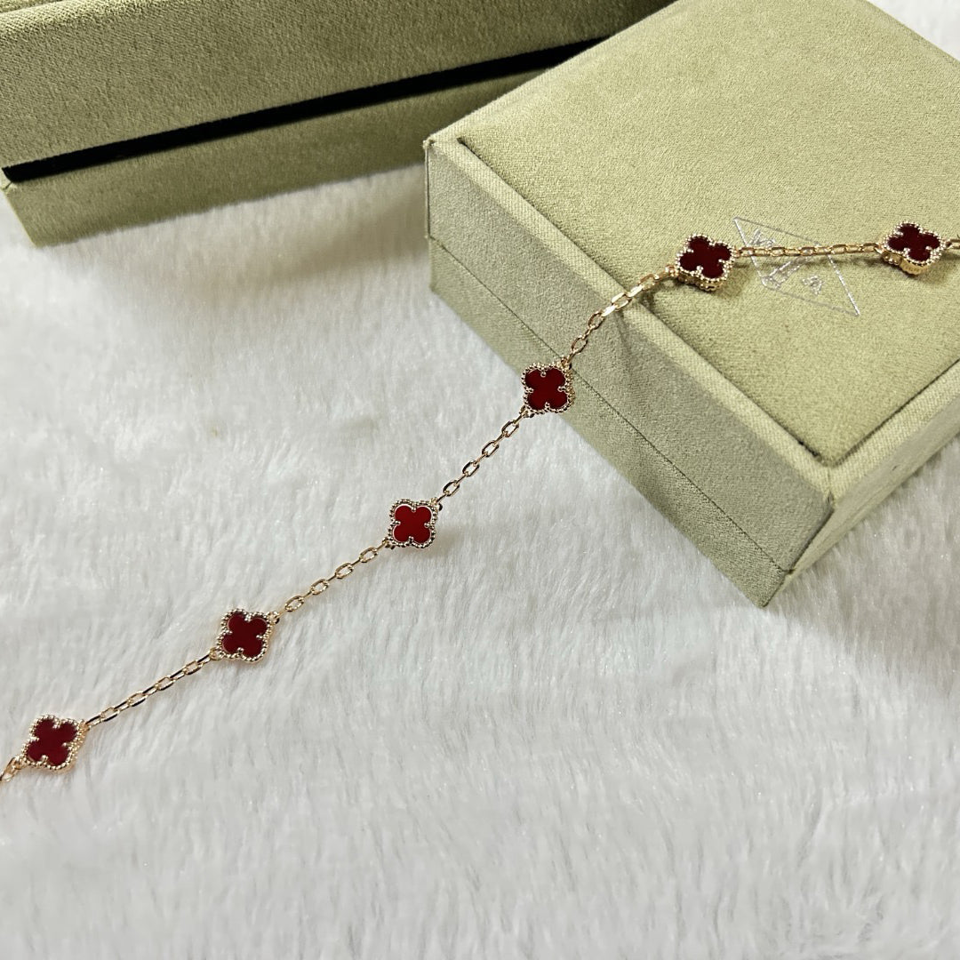 [??Loco?¡¥]CLOVER 6 MOTIF RED AGATE BRACELET