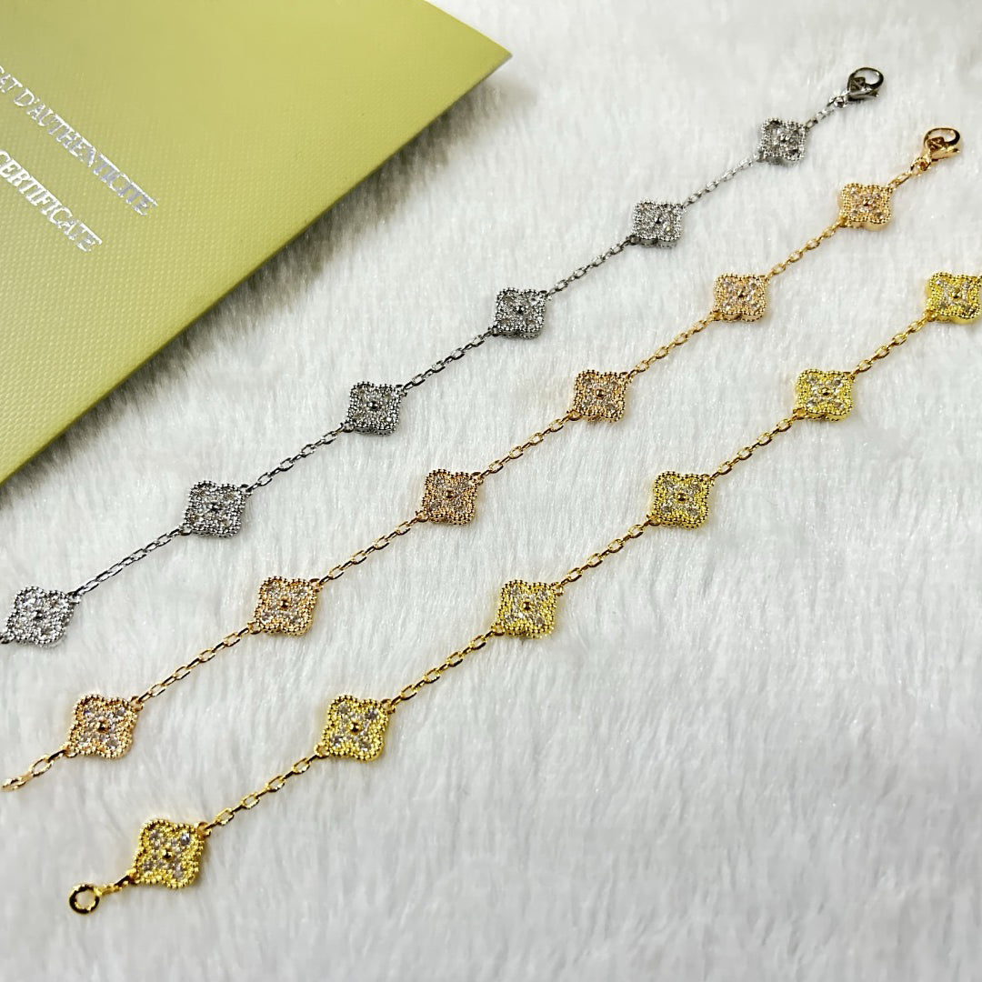 [Moco jewelrys]CLOVER 6 MOTIF DIAMOND BRACELET